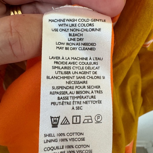 NWT Anthropologie Babydoll Midi Dress Coral Orange Lime Brown Size S Small - Picture 7 of 12